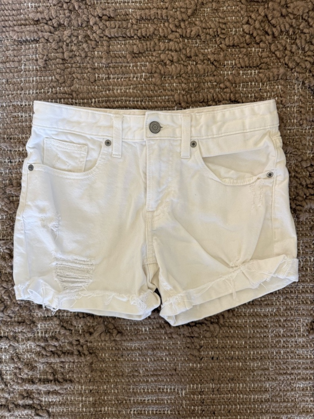 Lucky Brand Women’s White Distressed Denim Shorts